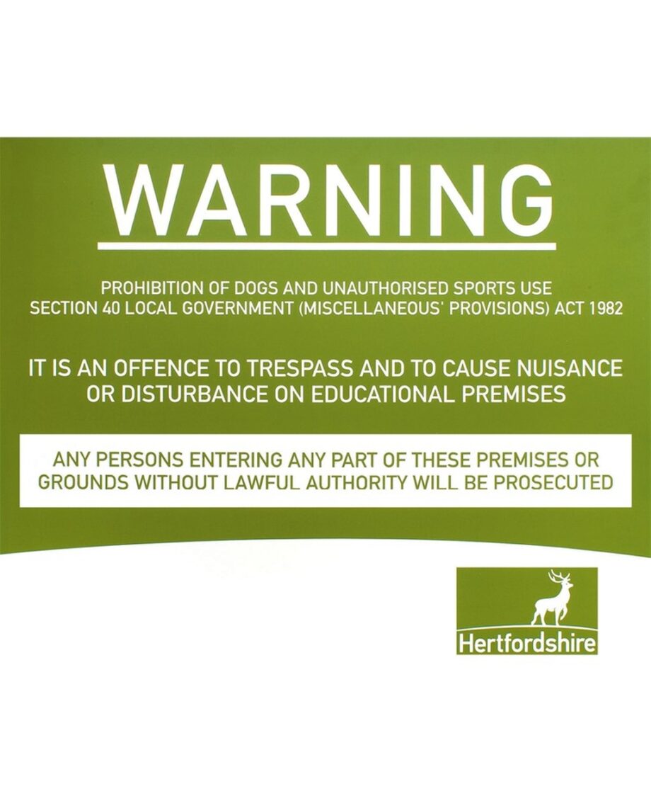 Herts Logo Warning Trespass Sign