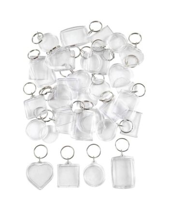 Key Rings - Transparent Acrylic, 40-50mm 100 Pack