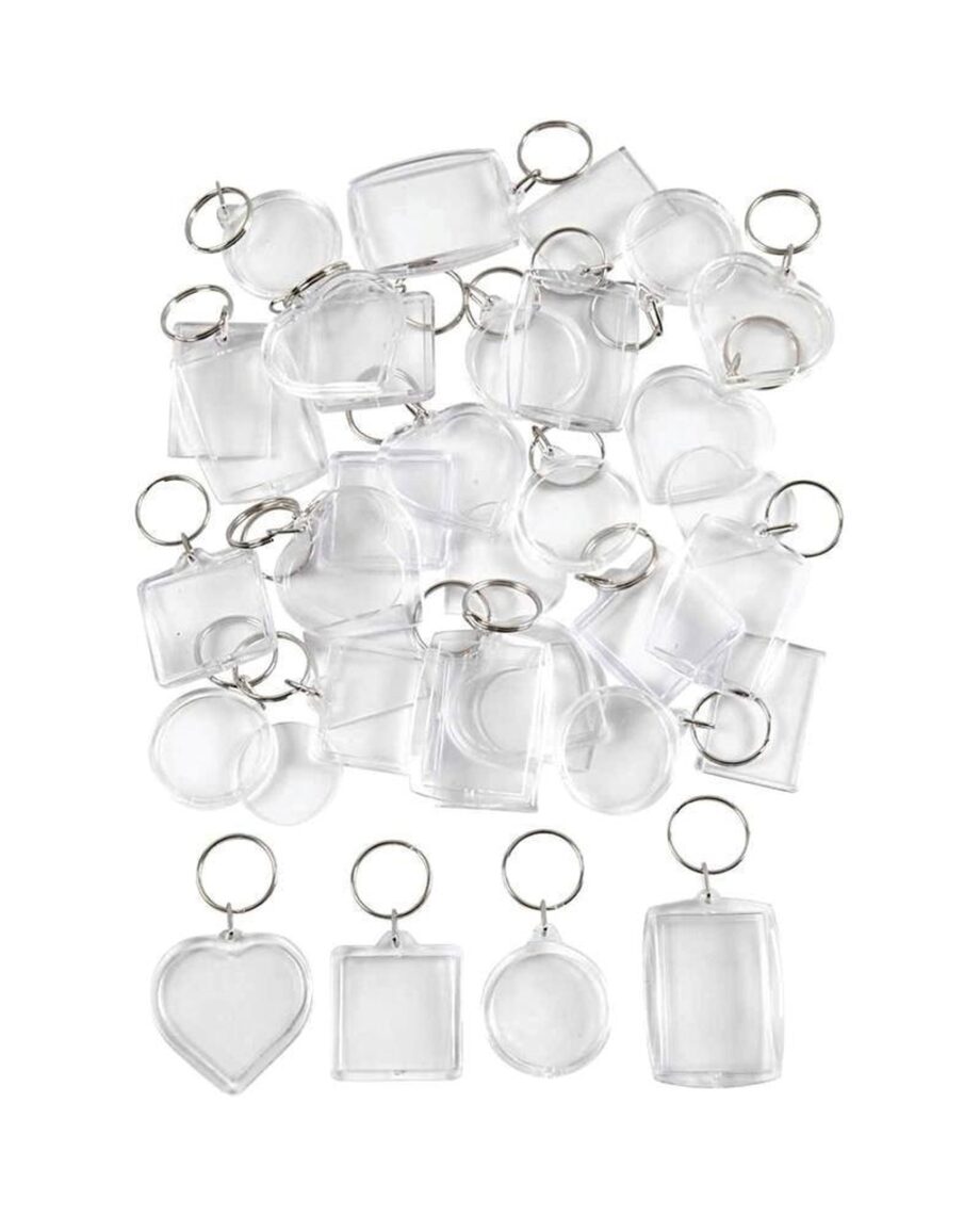 Key Rings - Transparent Acrylic, 40-50mm 100 Pack