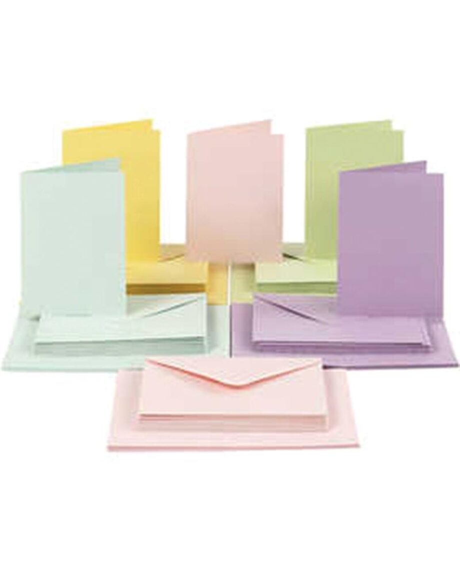 Double Blank A6 Cards & Envelopes Assorted Pastel