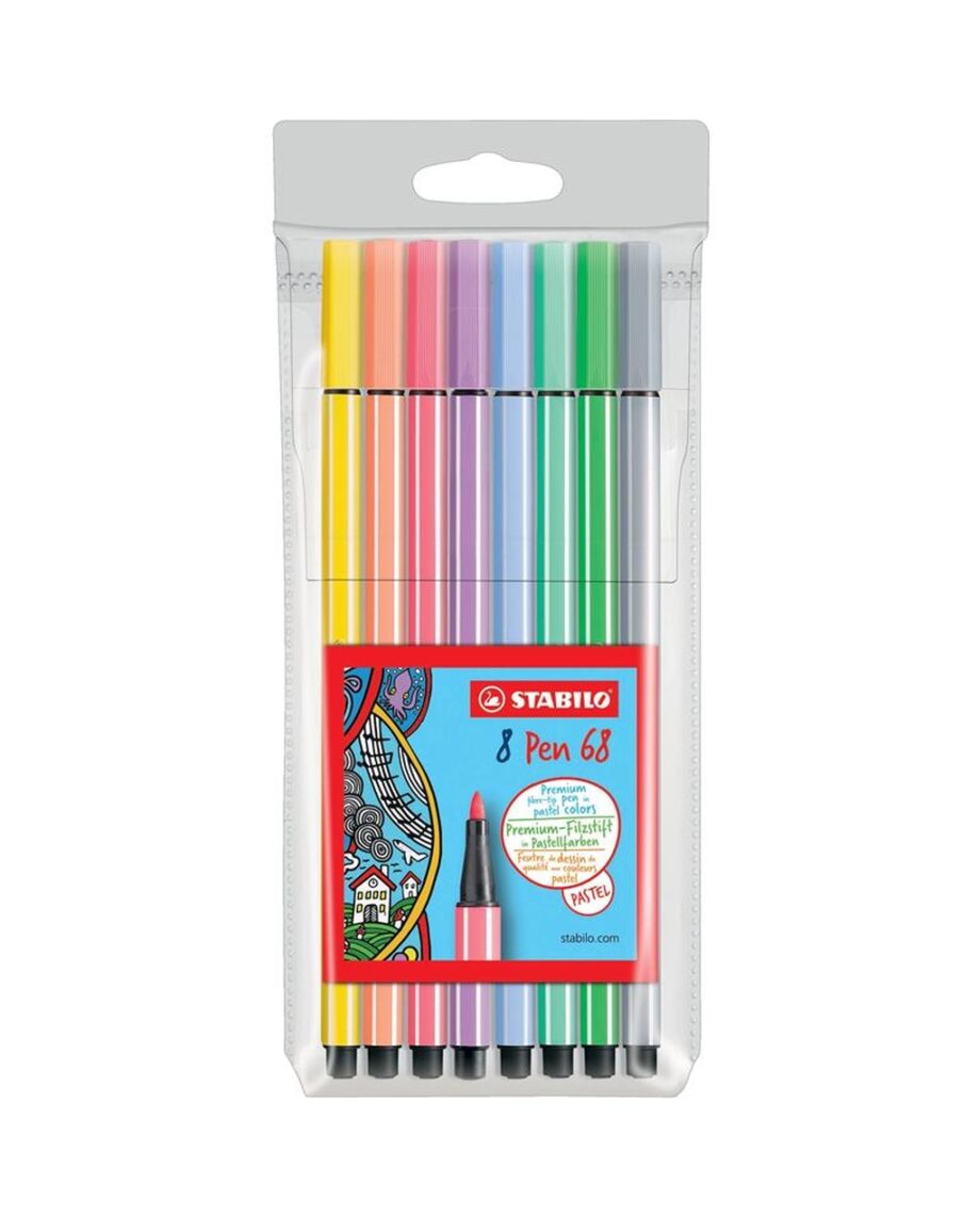 Stabilo Pen 68 Pastel Fibre-Tips Assorted Colours