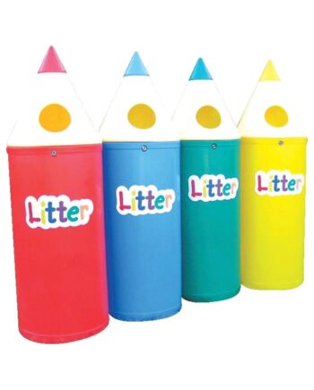 Set of Four Midi Pencil Litter Bins with Litter Letters