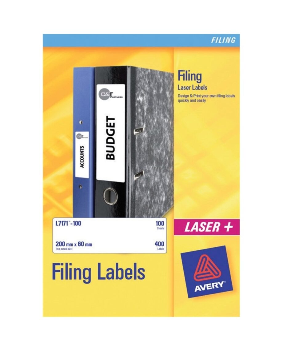Avery L7171 Laser Lever Arch Spine Labels - 200mm x 60mm
