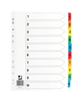A4 Multicoloured Mylar Numbered Dividers - 1-10