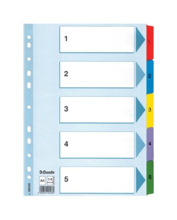 A4 Multicoloured Mylar Numbered Dividers - 1-5