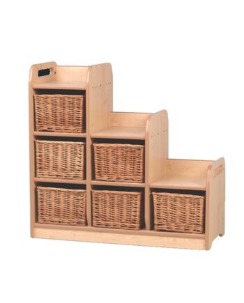 Stepped Cube Storage Unit - Left (Wicker Basket)