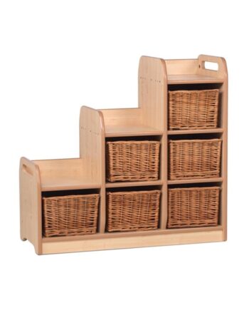Stepped Cube Storage Unit - Right (Wicker Basket)