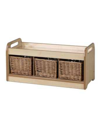 Low Level Storage Bench with 3 Wicker Baskets