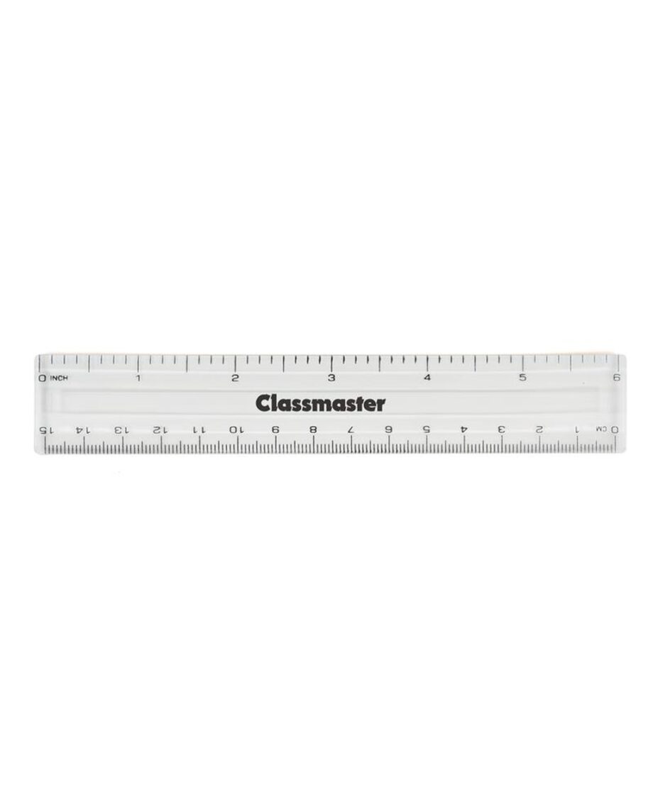 6 inch Clear Plastic Metric/Imperial Ruler