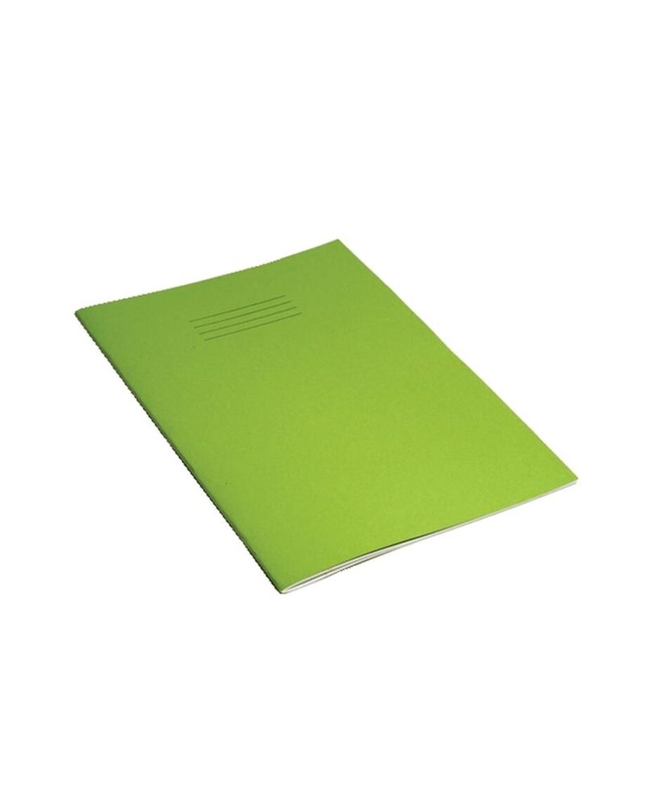 Exercise Book A4 (297 x 210mm) Light Green Cover 8mm Ruled & Margin 80 Pages