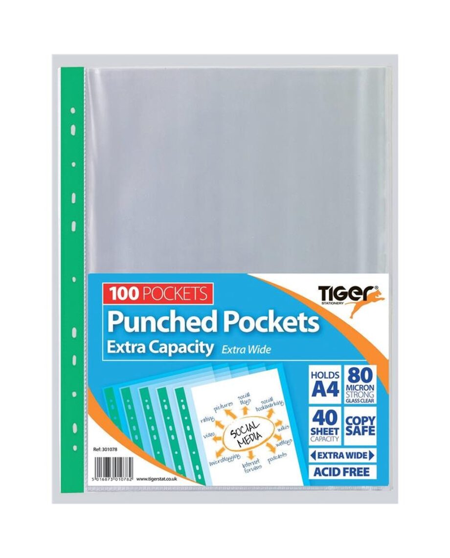 A4 Extra Capacity Punched Pockets