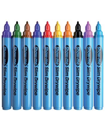 Show-me Coloured Slim Drywipe Markers - Fine Point - Assorted Colours