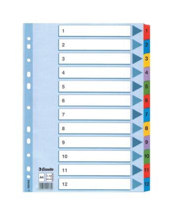 A4 Multicoloured Mylar Dividers 1-12