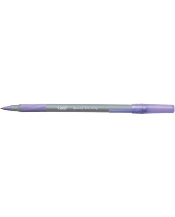 BIC Round Stic Grip Ballpoint Pen Purple Ink