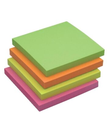 Essentials Neon Sticky Notes 76 x 76mm 100        Sheets Per Pad