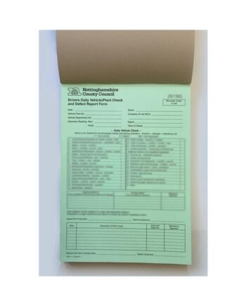 Vehicle Defect Report Book for Nottingham County Council