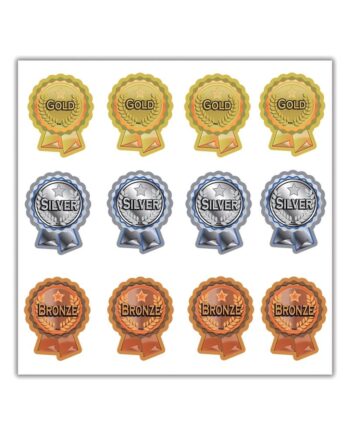 Gold Silver And Bronze Rosette Stickers